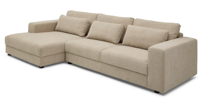 Contemporary white leather sofa isolated on white, a comfortable design object for a modern living room interior