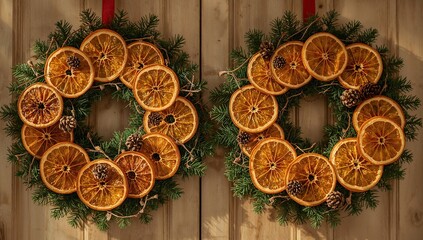 Christmas Decorations with orange and wreaths