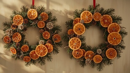 Christmas Decorations with orange and wreaths