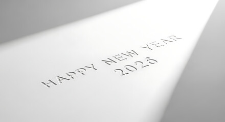 Fototapeta premium Minimal White Embossed Happy New Year 2026