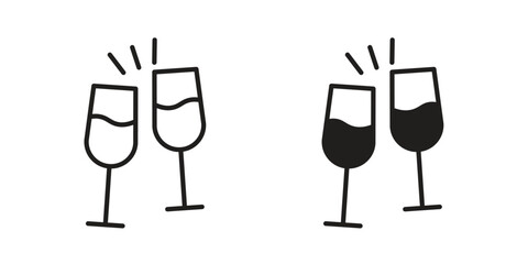 champagne glasses icon line illustration background. icon concept vector