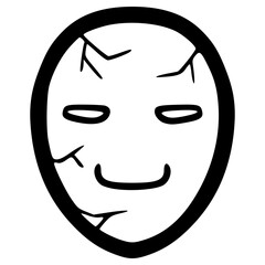 doodle broken mask illustration hand drawn outline vector