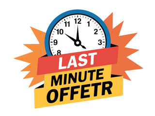 A clock shows the last minute offer with a burst background.