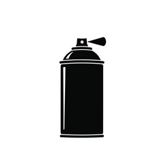 Black spray paint can icon on white background aerosol