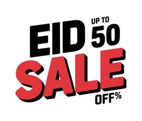 Eid sale up to 50% off graphic design text
