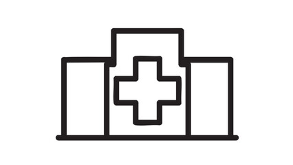 Fototapeta premium Icon of a hospital building with a prominent cross symbol, representing healthcare and medical services