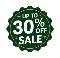 Up to 30% off sale banner design with festive accents.