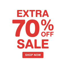 Extra 70% off sale with a shop now button.