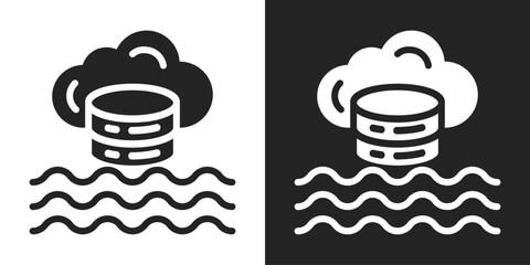 Data Lake Icon In Black And White Glyph Style