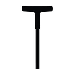 Black T handle Allen wrench tool on white background