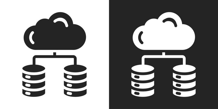 Big Data Icon In Black And White Glyph Style