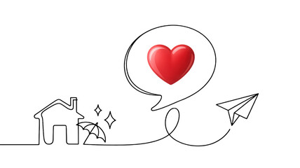 Romantic red heart floating, symbolizing love, passion, and Valentine's Day spirit