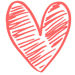 Hand drawn doodle hearts sketch.