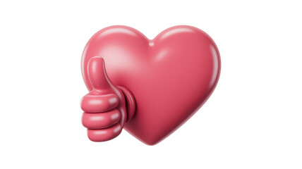 Thumbs up approval for love and affection, positive encouragement with heart