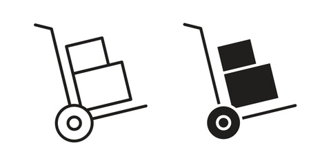 Hand truck icon line illustration background. icon concept vector