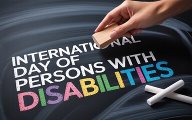 Hand drawing International Day of Persons with Disabilities inspiring text.