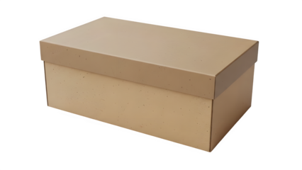 Brown cardboard box with a lid, perfect for storage or packaging, isolated on transparent background