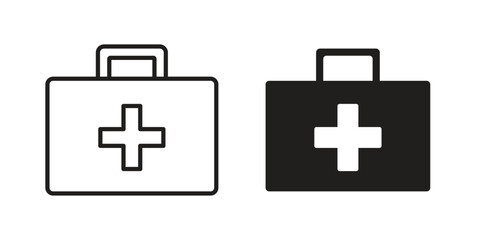 Medical aid kit icon line illustration background. icon concept vector