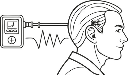 Minimalist line vector illustration of a human head simple design