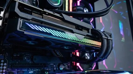 Advanced computer technology illuminates with colorful LED lights. - Powered by Adobe