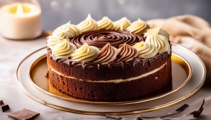 Delicious Chocolate And Vanilla Swirl Cake With Creamy Frosting