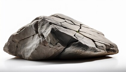 Cracked Boulder On White Background
