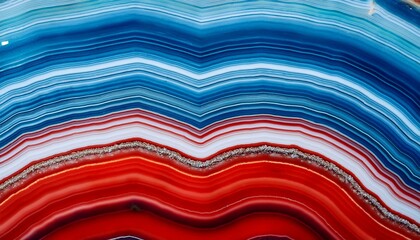 Close Up Texture Of Red Blue Agate With Contrast White Stripes