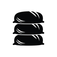 Stack of three black pillows on white background vector