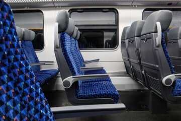 Comfortable seats in a train car, side view