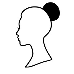 Black & white vector silhouette of minimalist female portrait outline on white background