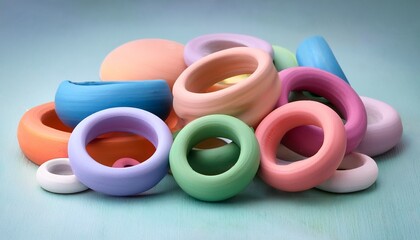 Abstract Pastel Clay Rings Composition