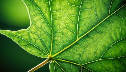 A Closeup Macro Of A Single Green Maple Leaf Shows The Intricate Veins Of The Fresh Foliage
