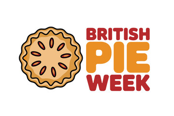 A stylized illustration celebrates British Pie Week with a pie graphic and bold text.