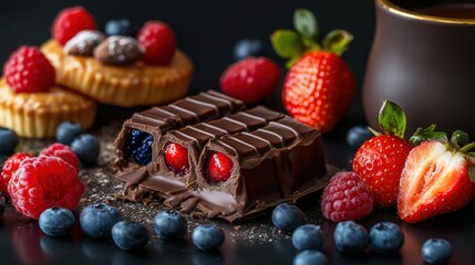 Indulge in decadent chocolate delights a symphony of flavors with fresh berries and rich chocolate, creating a harmonious blend of sweetness and tanginess