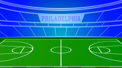 Philadelphia Basketball City Name and Ground Field with Colorful Background , Vector Illustration Abstract image