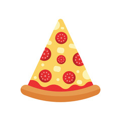 Pepperoni Pizza Slice Flat Vector illustration.eps