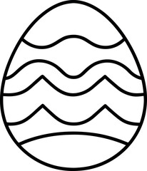Black and White Easter Egg Outline with Wavy and Curved Decorative Lines for Seasonal Crafts