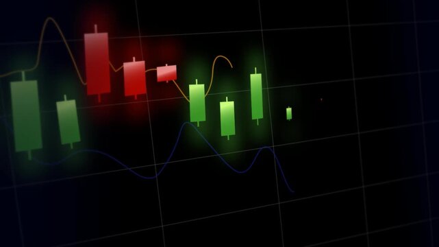 Stock Market Chart Flow. Moving banner with statistical data on growth and decline in trading and investing. Alpha Channel with financial chart for money management. Realistic graphic animated footage