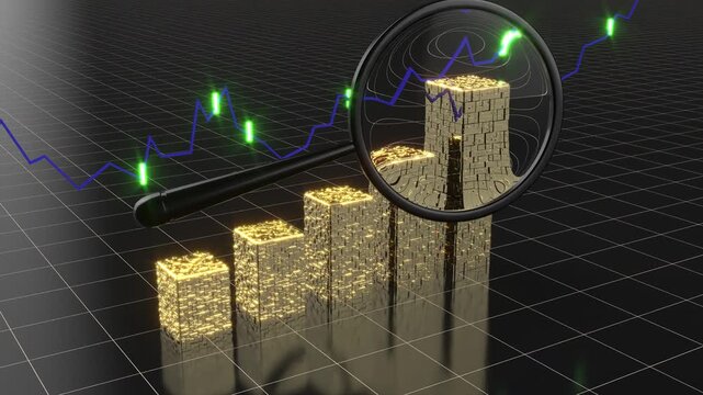 Gold graph grow UP trend chart 4k