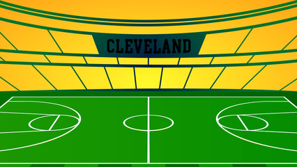 Cleveland Basketball City Name and Ground Field with Colorful Background , Vector Illustration Abstract image