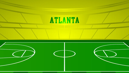 Atlanta Basketball City Name and Ground Field with Colorful Background , Vector Illustration Abstract image
