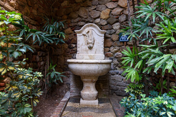 Malaga, Spain - August 06, 2024: Fountain in Malaga, Spain