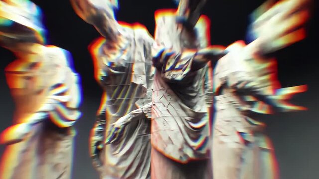 Abstract Statues and Sculpture Art with Blur: Expressive Grayscale Designs in Dynamic Three-Dimensional Motion