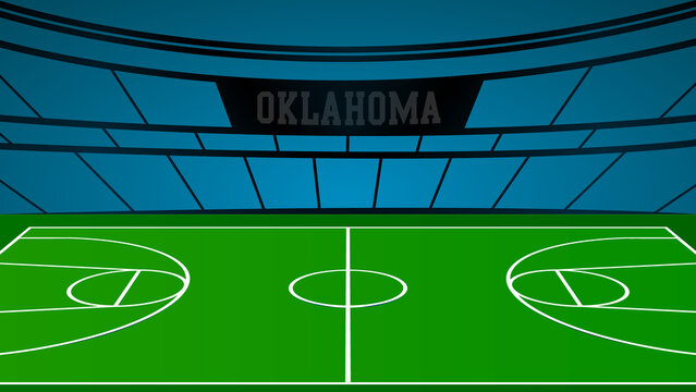 Oklahoma Basketball City Name and Ground Field with Colorful Background , Vector Illustration Abstract image