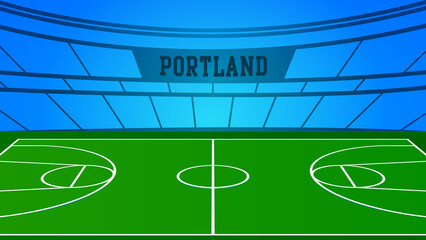 Portland Basketball City Name and Ground Field with Colorful Background , Vector Illustration Abstract image