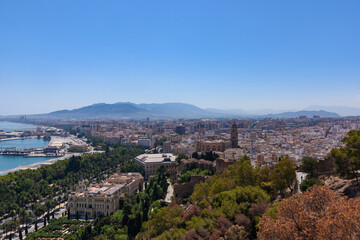 Malaga, Spain - August 06, 2024: Panoramic view of Malaga in Spain