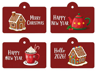 Festive Holiday Gift Tags – Merry Christmas and Happy New Year 2026 in Charming Detail


