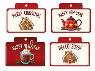Festive Holiday Gift Tags – Merry Christmas and Happy New Year 2026 in Charming Detail

