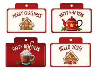 Festive Holiday Gift Tags – Merry Christmas and Happy New Year 2026 in Charming Detail

