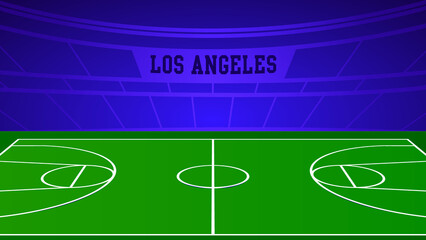 Los Angeles Basketball City Name and Ground Field with Colorful Background , Vector Illustration Abstract image